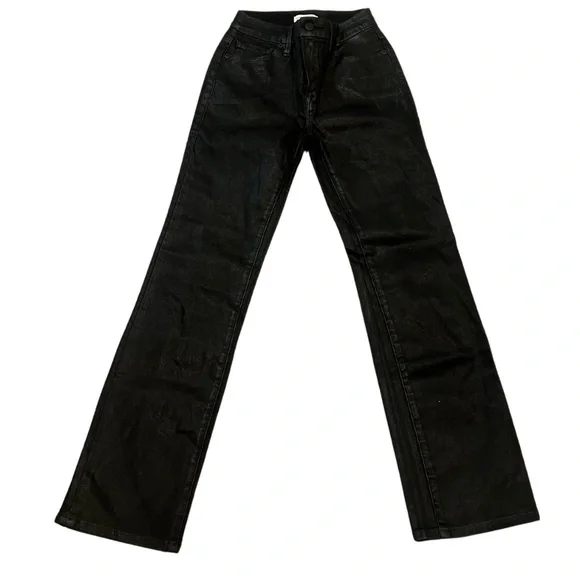 Good American Coated Good Straight JeansBlackSize 00/24